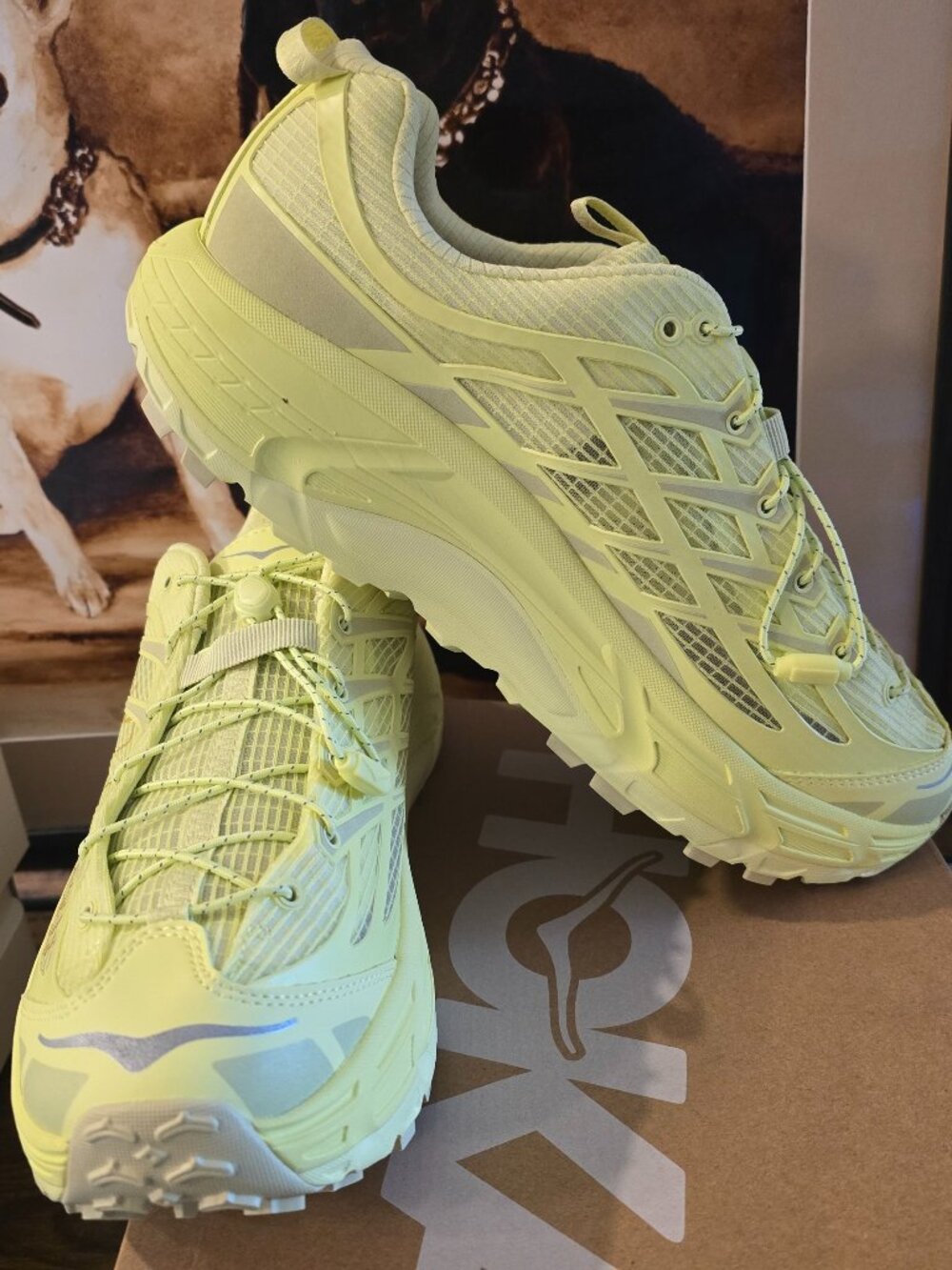 New Hoka One One U Mafate Three2 1172370 YRD Grid JP Yellow Mens Size 10 US NEW